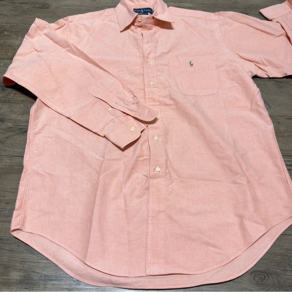 Ralph Lauren CLASSIC FIT Button Down Shirt, Salmon Orange Size Large - Picture 4 of 11